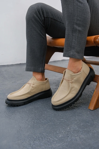 Roof Atelier Erkek Bej Süet Kalın Taban Casual Günlük Ayakkabı - 2404 - Sst Castle Bej