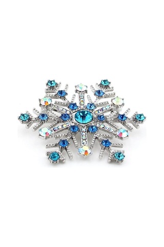 Solfera Kar Tanesi Renkli Zirkon Taşlı Kristal Kış Tema Yaka İğnesi Broş Rz166