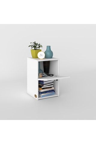 Kenzlife Komodin İzumi Byz 60 39 39 Komidin Kitaplık Ayakkabılık Kapaklı Arkalıklı Beyaz