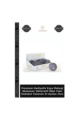 Premium Hediyelik Eşya Makyaj Aksesuarı Dekoratif Obje Taşlı İstanbul Tasarımı El Aynası İnce