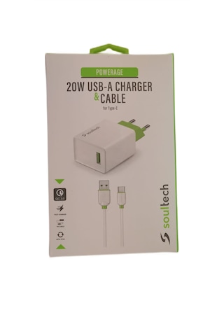 Soultech SC180B-C 20 W QC/3.0 USB-A To Type-C Seyahat Şarj Aleti Beyaz
