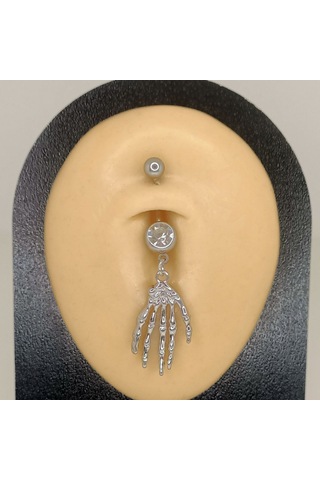 Aya Tasarım Gümüş Renk El Model Göbek Piercing Gümüş