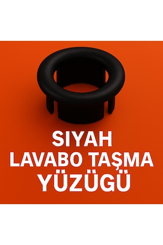 Siyah Renkli, Şık Tasarımlı, Estetik Ve Uyumlu Lavabo Taşma Yüzüğ Siyah