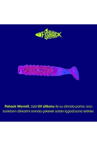 Silikon Kurt Yem - 1,5g 45mm - Fishack - 10 Adet - Uv Silikon - Pembe - Karides Kokulu