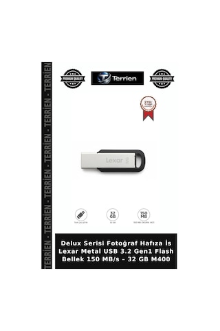 Delux Serisi Fotoğraf Hafıza İs Lexar Metal Usb 3.2 Gen1 Flash Bellek 150 Mb/s 32 Gb M400