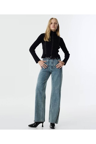 Twist Agraf Kapama Siyah Kadın Kazak Tw6250050159 Siyah