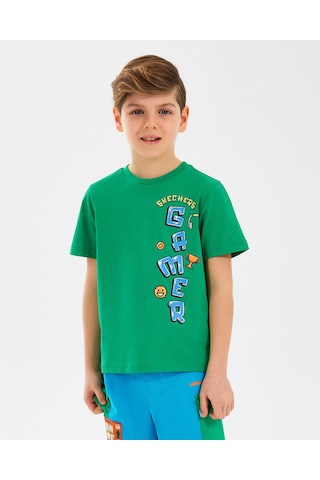 Skechers B Graphic Tee T-shirt Büyük Erkek Çocuk Dark Green Tshirt Sk2510028-300 Dark Green Koyu Yeşil