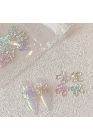 Charm Fiyonk Hologram Yeşil 10'lu 3d Nail Art Metal Süsü