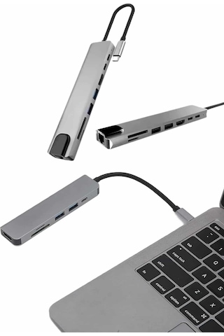 Çevirici Dönüştürücü Adaptör Apple Macbook Uyumlu 3 In 1 Type-c To Hdmı Usb 3.0 - Lisinya St