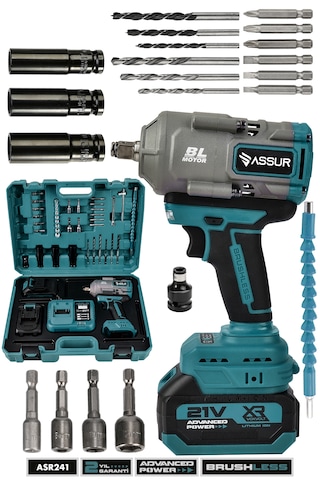 Assur ASR241 21V Çift Akü 1100NM Somun Sıkma Sökme Mavi