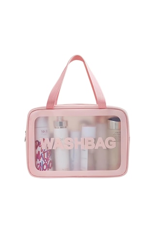 Caş Dekorasyon Pembe Renk Washbag Su Geçirmez Büyük Boy Makyaj Çantası