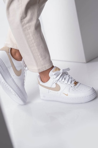 Nike Air Force 1 07 Ess Unisex Leather Sneaker Hakiki Deri Günlük Spor Ayakkabı Beyaz Bej Beyaz
