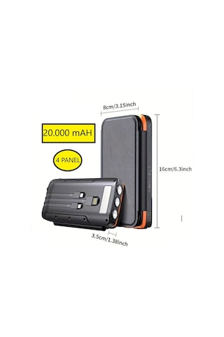 Güneş Enerjili 20000 Mah Powerbank Solar 4 Panel Su Geçirmez Hızlı Pd 20w Hızlı Şarj Renkli