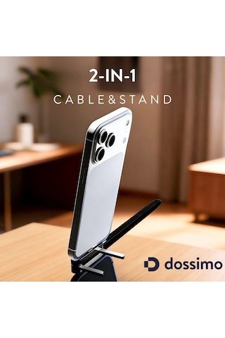 Dossimo 240w Ultra Hızlı Type-c Şarj Data Kablosu Katlanabilir Standlı 1.5m Örgülü 2 In 1 Stand+şarj Kablosu 1.5 M