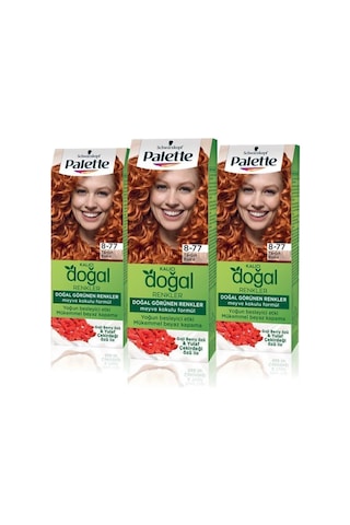 Palette Kalıcı Doğal Renkler Saç Boyası 8 - 77 Tarçın Bakır X 3 Ad