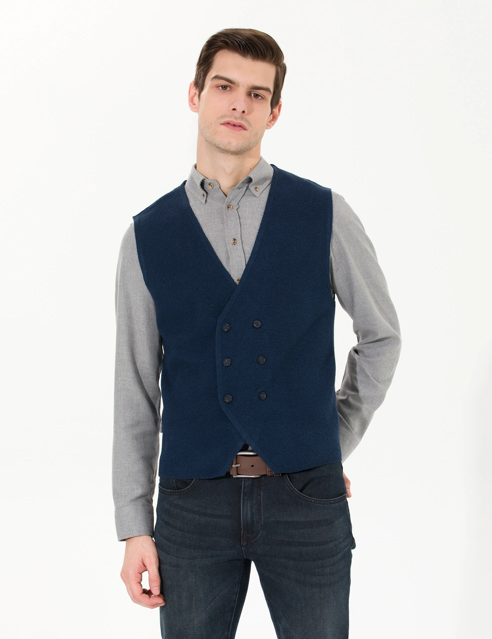 Pierre Cardin Erkek Lacivert Melanj Yelek Triko 50263176-vr120 Lacivert Melanj