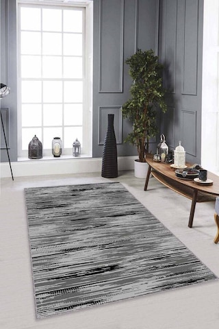 Gri Sade Desensiz Kaymaz Tabanlı Dekoratif Halı Ar482n11