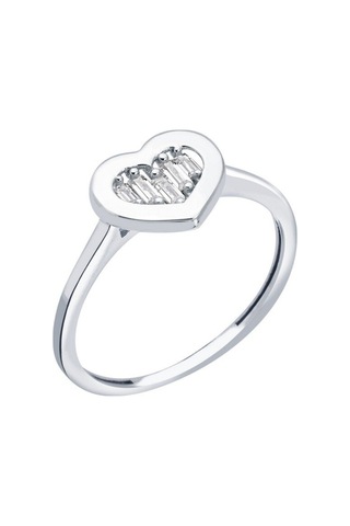 Diamond Line - Gülaylar - Beyaz Altın 8 Ayar Kalp Yüzük (529886406)