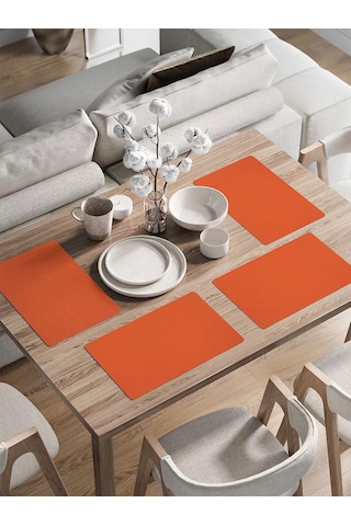 Joyarty Klasik Bez Desenli Servis Takımı Yerleri 30x46 Cm 135666096 Turuncu