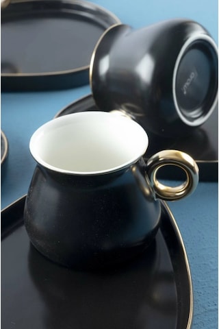 Arow Porselen Siyah Kahve Takımı Tr-1603