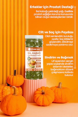 Bal Kabağı Çekirdeği Yağı Softjel 90 Kapsül 1300 Mg