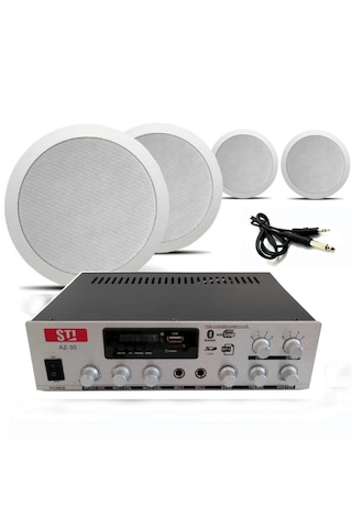 4 Lü Beyaz Tavan Tipi Hoparlör Seti Mağaza Ses Sistemi