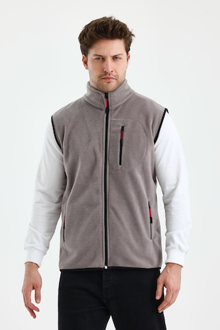 Monox Erkek Tam Fermuarlı Spor Polar Yelek Gri