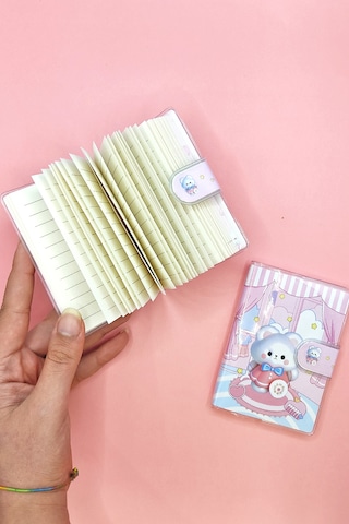 Ayıcık A7 Not Defteri , Çıt Çıtlı Cep Defteri - Pembe Pembe