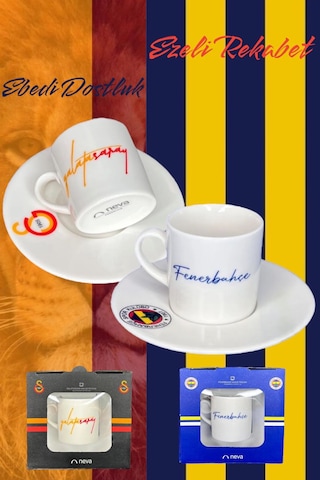 Neva Galatasaray-Fenerbahçe Lisanslı Özel Kutusunda Kahve Fincan Seti