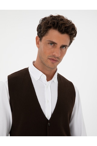 Pierre Cardin Erkek Koyu Kahverengi Yelek Triko 50317313-vr084 Koyu Kahverengi