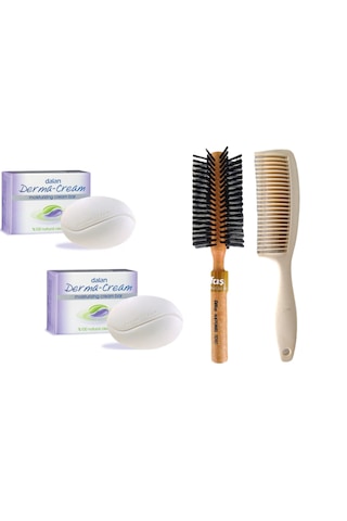 Dalan Derma Cream Nemlendirici Sabun 2 x 100 G + Difaş Saç Fırçası + Tarak