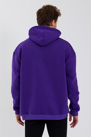 Sevgili Kombini Çift Oversize Kapşonlu Üç Iplik Sweatshirt Mor