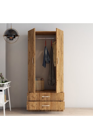 tanmob 2 Kapılı Iki Çekmeceli Geniş Gardrop Çam - Grd0402