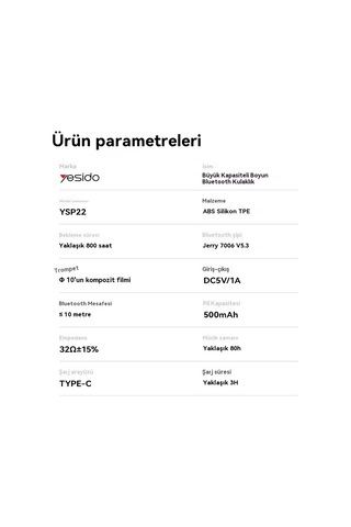 Aurora Asılıboyunlu Kablosuz Bluetoothuz Uzun Pilömrükulaklıklar