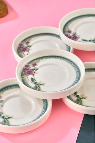 Cooker 6'lı Lyon Porselen Çay Tabağı Beyaz