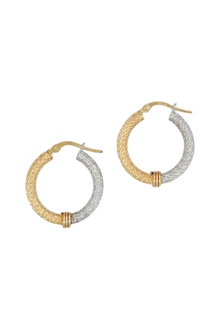 Altın Nesil - 14 Ayar Altın Sarı Beyaz Boru Orta Halka Küpe Altın - Beyaz Altın