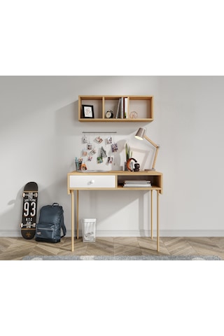 Major Bambu Çalışma Masası Ve Üst Modül Bambu - Beyaz