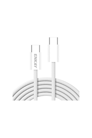 Enkay Cb174 Candy Color 60w Usb-c / Type-c'den Type-c'ye Şarj Veri Kablosu, Uzunluk: 1.5m Beyaz