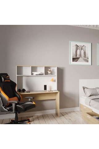 New Base Raflı Çalışma Masası 110x149x52 Çok Renkli