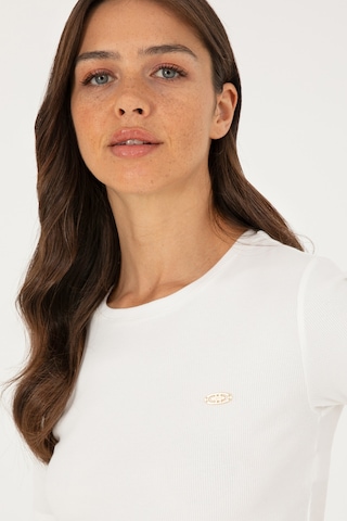 U.S. Polo Assn. Kadın Ekru Bisiklet Yaka Crop Tişört 50281813-VR019