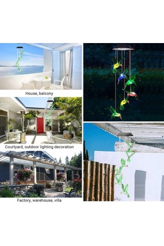 Solar Led Işıklı Kuşlu Bahçe Dekoru 6 Ledli,renkli Işık Çr