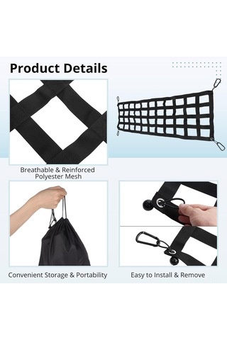 Jeehugo Chevrolet, Ford, Toyota, Ram İçin 4 Kanca İle Kolay Kurulumlu 60x18 İnç Polyester Arka Yük Bölgesi Ağ Bandı