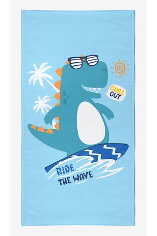 Surf Dino Dijital Baskılı 75x145 Cm Çocuk Plaj Havlusu