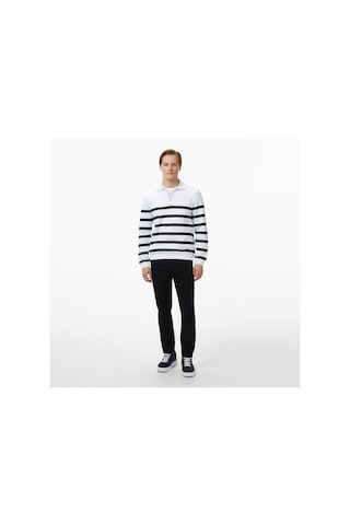 Nautica Erkek Beyaz Regular Fit Uzun Kollu Triko Çizgili K57023t Lacivert