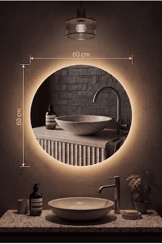 Robin Home Led'li Ayna Dresuar Banyo Lavabo Hol Antre Aynası 60cm Çap Gün Işığı