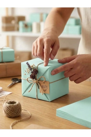 Hediye, Paketleme Ve Ambalaj Kağıdı 1 Adet 25x35 Cm Ebatında Su Yeşili