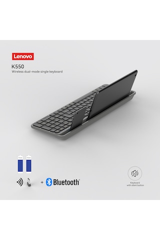K550 Tablet Standlı Bluetooth + 2.4 Ghz Kablosuz Dual Modlu Sessiz Klavye