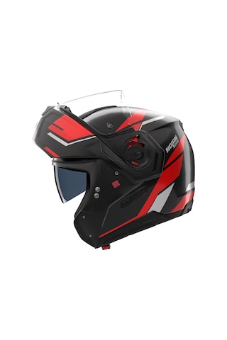 Nolan N90.3 Sincrono 350 Çeneden Açılır Kask Siyah Kırmızı