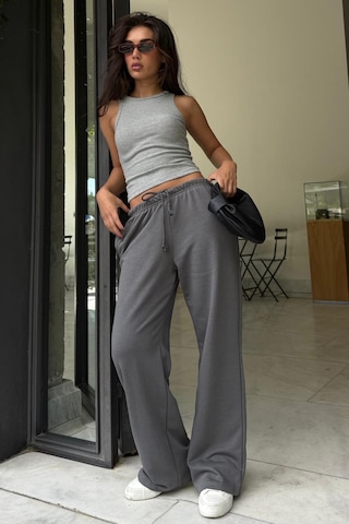 Füme Geniş Paça Basic Kadın Eşofman Altı Mg2553 Füme