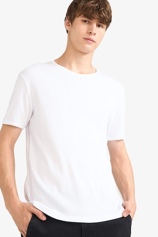Defacto Slim Fit Dar Kesim Bisiklet Yaka Ribana Kısa Kollu Tişört F9535ax25hswt34 Beyaz